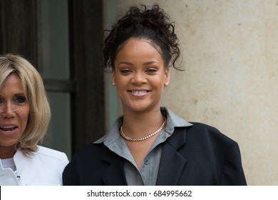 PARIS, FRANCE - JULY 26, 2017 - Singer Rihanna (Robyn Rihanna Fenty) At The Elysée Palace To Present The Program Of Her Association About Children's Education.