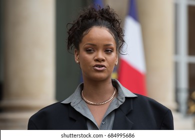 PARIS, FRANCE - JULY 26, 2017 - Singer Rihanna (Robyn Rihanna Fenty) At The Elysee Palace To Present The Program Of Her Association About Children's Education.