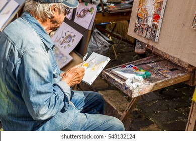 Paris, France - July 26.2015 - Street Artist In Paris