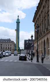 Paris, France - July 6th 2021: Vendôme Square During The Parisian Fashion Week. Summertime In Paris.