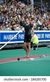 PARIS, FRANCE - JULY 7, 2011 - Renaud Lavillenie Preparing To Jump At Meeting Areva To Stade De France