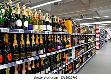 Paris, France - July 9 2018 : Champagne In A Supermarket