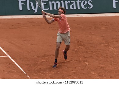 PARIS, FRANCE - JUNE 1:  Alexander Zverev (GER) Competes In Round 3 At The The French Open On June 1, 2018 In Paris, France.
