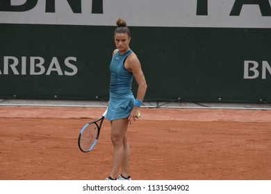 
PARIS, FRANCE - JUNE 1:  Maria Sakkari (GRE) Competes In Round 3 At The The French Open On June 1, 2018 In Paris, France.