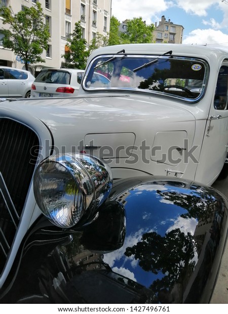 paris, france - june 15 2019 : exhibition
of old Citroen cars for the 100th
birthday