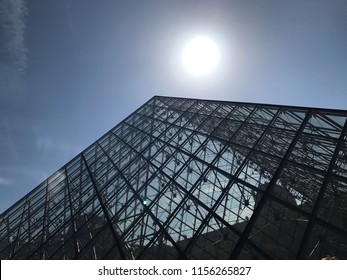 Paris, France - June 17,2017: Louvre Museum Glass Pyramid