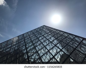 Paris, France - June 17,2017: Louvre Museum Glass Pyramid