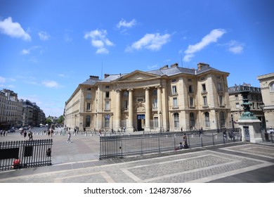 Paris, France - June 23 2017: Sorbonne University Bulding 1, Pantheon Square