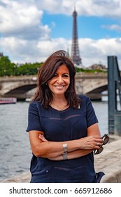 Paris, France - June 24, 2017 :  Anne Hidalgo, Mayor Of Paris,photgraphed During The Paris Olympic Games 2024 Showcase.
