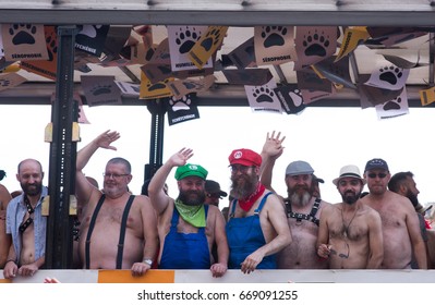 PARIS, FRANCE - JUNE 24, 2017: Bears On Parade Float At The Gay Pride Parade..
