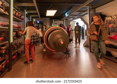 Paris, France - June 27, 2022: 80s Style Shopping Mall In Stranger Things Pop-up Store On Avenue Champs Elysees