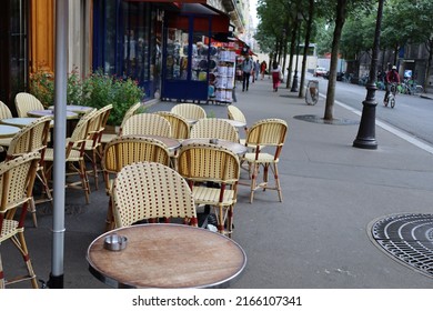 Paris, France ,june 5 2022 , Empty Terrace In Paris Street