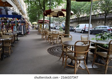 Paris, France ,june 5 2022 , Empty Terrace In Paris Street