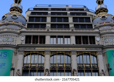 Paris, France - June The 8th, 2022: A Close-up On The Printemps Store.