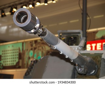 Paris, France - June.18.2008: The 35mm Main Gun Of Combat Vehicle 90 (CV90) At Eurosatory 2008