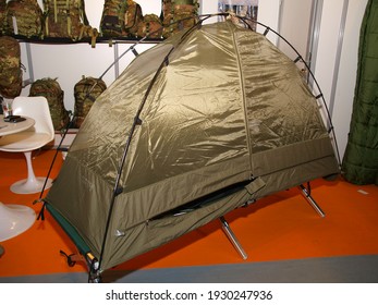 Paris, France - June.18.2008: Military Personal Tent At Eurosatory 2008