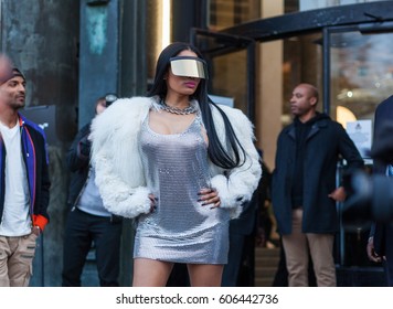 PARIS, FRANCE - MARCH 02, 2017: Niki Minaj Poses Before The Rick Owens Show At The Palais De Tokyo During Paris Fashion Week Womenswear FW 17/18