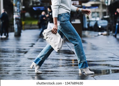 Paris, France - March 02, 2019: Street style outfit -   after a fashion show during Paris Fashion Week - PFWFW19
