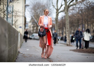 Paris, France - March 03 2019: Paris Fashion Week Street Style  Fall/Winter 2019/2020 Leonie Hanne outside Sacai - Shutterstock ID 1335646529