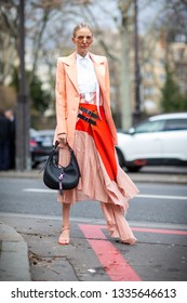 Paris, France - March 03 2019: Paris Fashion Week Street Style  Fall/Winter 2019/2020 Leonie Hanne Outside Sacai