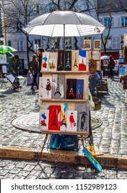 PARIS, FRANCE - MARCH 04, 2015: Artists Easels And Artwork Set Up In Place Du Tertre In Montmartre. Montmartre Attracted Many Famous Modern Painters In The Early 20th Century.