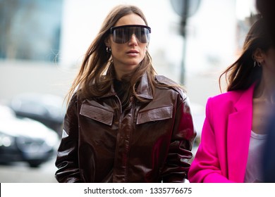 Paris, France - March 04 2019: Paris Fashion Week Street Style  Fall/Winter 2019/2020 Giorgia Tordini Outside Giambattista Valli