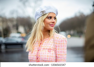 Paris, France - March 05 2019: Paris Fashion Week Street Style  Fall/Winter 2019/2020 Lala Rudge Outside Chanel Fashion Show