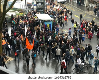 Paris, France - March 05, 2020 Faculty Members In Strike Procession Oppose Retirement System At Sorbonne University In Paris