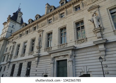 Paris, France - March 16, 2019: Tribunal Correctionnel, Criminal Court. The Tribunal De Grande Instance De Paris Located At The Palais De Justice In Paris, In L'Île De La Cité (city Center)