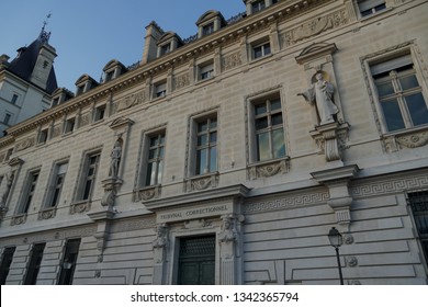 Paris, France - March 16, 2019: Tribunal Correctionnel, Criminal Court. The Tribunal De Grande Instance De Paris Located At The Palais De Justice In Paris, In L'Île De La Cité (city Center)