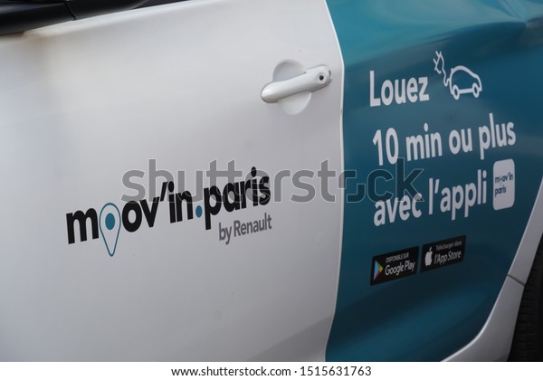 Paris / France - March 19, 2019:\
Moov\'in.paris car sharing automobile in Paris,\
France