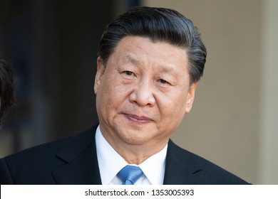 PARIS, FRANCE - MARCH 25, 2018 : The chinese President Xi Jinping  during his state visit in France at the Elysee Palace.
