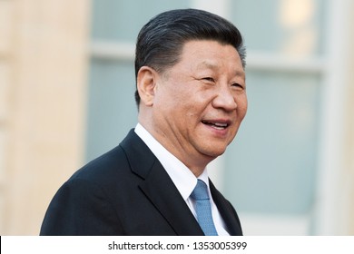 PARIS, FRANCE - MARCH 25, 2018 : The chinese President Xi Jinping  during his state visit in France at the Elysee Palace.