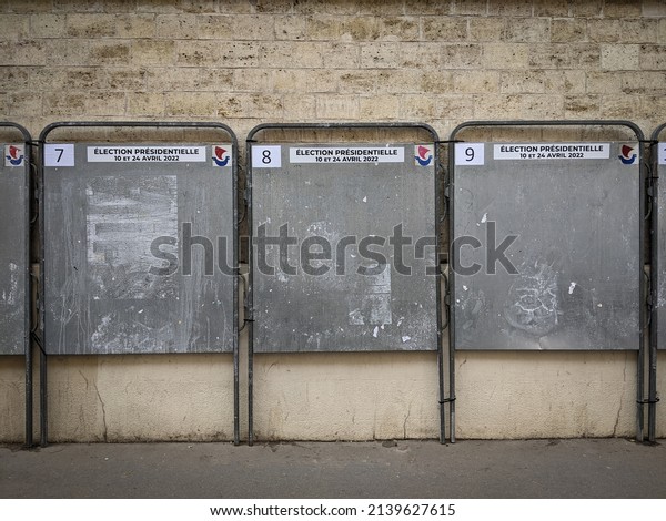 Paris, France : March 27\'2022- Blank\
French election boards meaning in English \