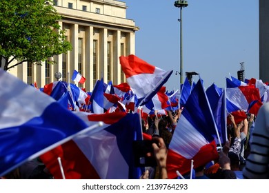 Paris, France - March The 27th 2022: The Crowd Of People At Trocadéro Square For A Meeting Of Eric Zemmour.