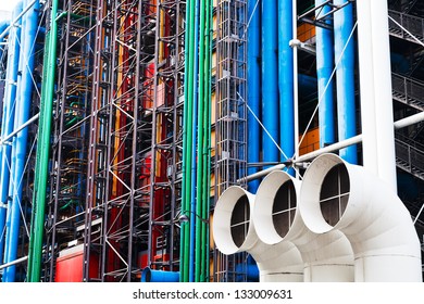 PARIS, FRANCE - MARCH 6: Wall of Centre Georges Pompidou. The Centre was built by GTM and completed in 1977 in Paris, France on March 6, 2013