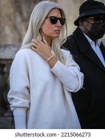 PARIS, France- March 7 2022: Sarah Harris On The Street In Paris.