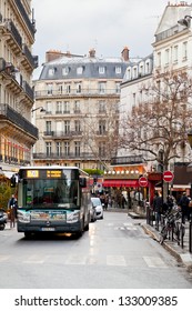 PARIS, FRANCE - MARCH 8: boulevard in Saint-germain-des-Pres district. District commercial growth began upon the 1886 completion of its Boulevard Saint-Germain in Paris, France on March 8, 2013
