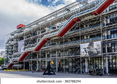 PARIS, FRANCE - MAY 13, 2014: Centre Georges Pompidou (1977, architects Richard Rogers and Renzo Piano) was designed in style of high-tech architecture. 
