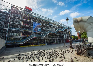 PARIS, FRANCE - MAY 14: facade of the Centre Georges Pompidou in Paris, France on May 14, 2014