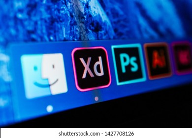 Paris, France - May 15, 2019:  Adobe XD application on a screen of macbook, close-up.