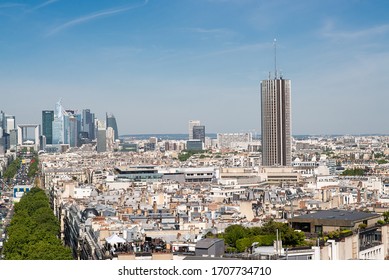 Paris. France - May 15, 2019: Paris Skyline. View On Modern Skyscraper Hotel Of The Hyatt Regency Paris Etoile (formerly Concorde Lafayette). View From Arc De Triomphe In Paris. France.