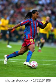 Paris, FRANCE - May 17, 2006: 
Ronaldinho In Action 
During The UEFA Champions League Final 2005/2006 FC Barcelona V Arsenal FC At The Stade De France.
