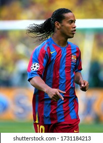 Paris, FRANCE - May 17, 2006: 
Ronaldinho Looks On 
During The UEFA Champions League Final 2005/2006 FC Barcelona V Arsenal FC At The Stade De France.
