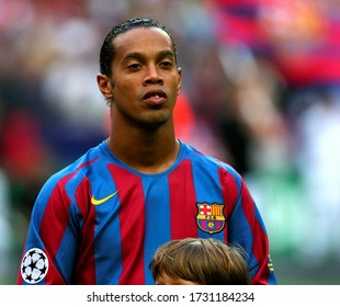 Paris, FRANCE - May 17, 2006: 
Ronaldinho Looks On 
During The UEFA Champions League Final 2005/2006 FC Barcelona V Arsenal FC At The Stade De France.
