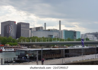 Paris, France - May 2021 - Office Buildings In The Business Center Of Quai De La Rapée, By The River Seine, In The 12th Arrondissement, Between The Railway Stations Gare D'Austerlitz And Gare De Lyon