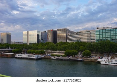 Paris, France - May 2021 - Office Buildings In The Business Center Of Quai De La Rapée, By The River Seine, In The 12th Arrondissement, Between The Railway Stations Gare D'Austerlitz And Gare De Lyon