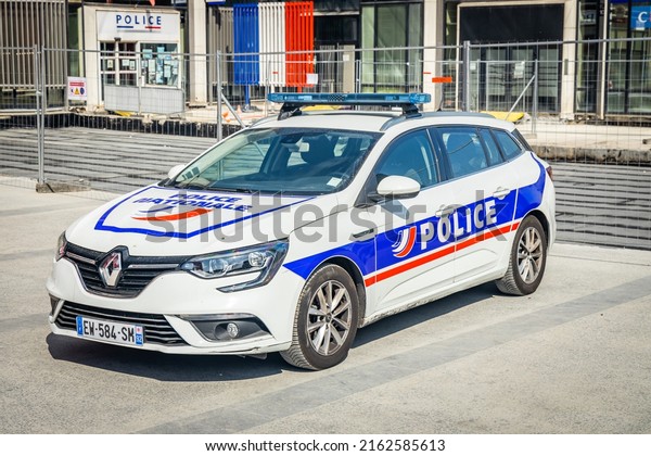 Paris, France - May 2022 :\
French police car parked in la Defense business district in Paris,\
France