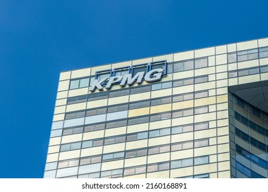 Paris, France - May 2022 : KPMG logo on the Tour Eqho tower in la Defense in Paris, France