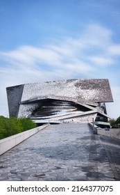 Paris, France - May, 2022: View Of Paris Philharmonic (Philharmonie De Paris) And Facade Details In Parc De La Villette. Designed By Jean Nouvel. Complex Is A Unique Architectural And Cultural Center.